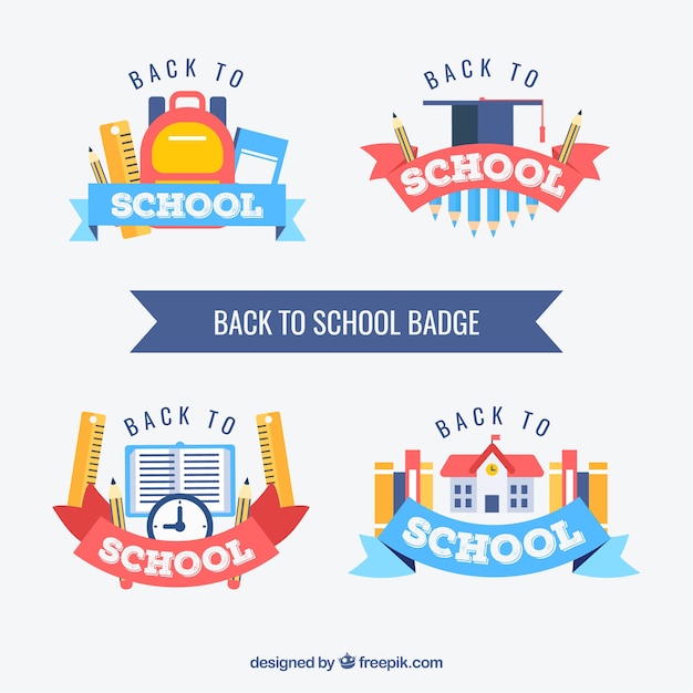 Gratis vector verzameling van badges terug naar school