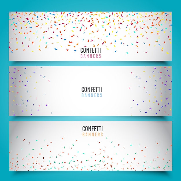 Verzameling van banners met confetti ontwerpen