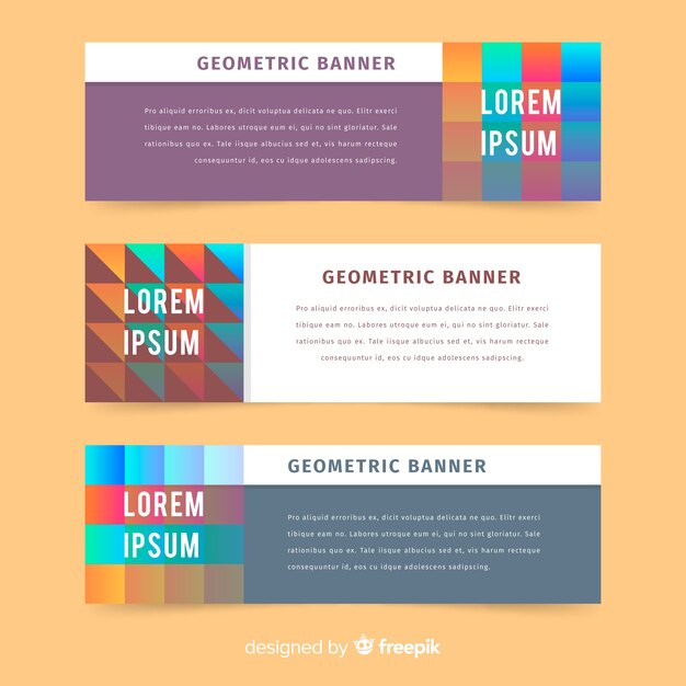 Verzameling van banners met geometrische vormen