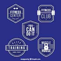 Gratis vector verzameling van blauwe fitness badges