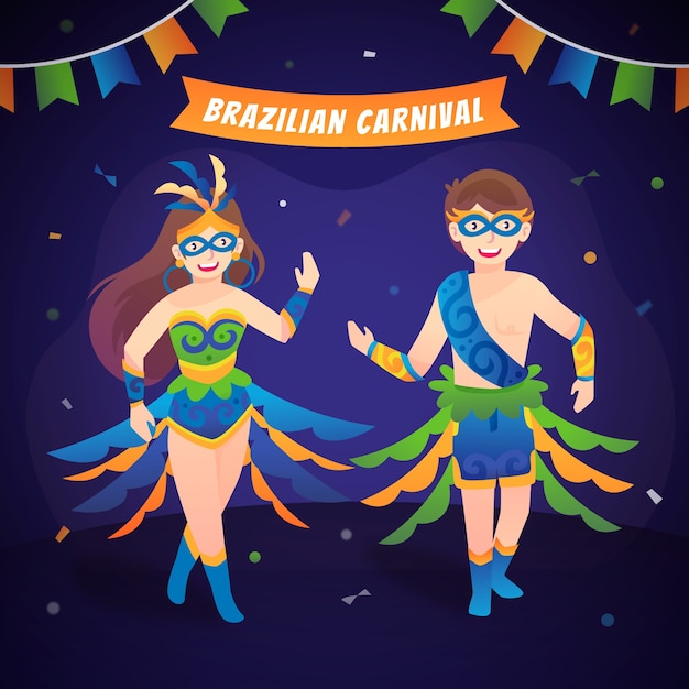 Gratis vector verzameling van braziliaanse carnavalskarakters met kleurovergang