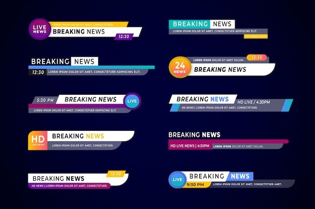 Gratis vector verzameling van breaking news banners