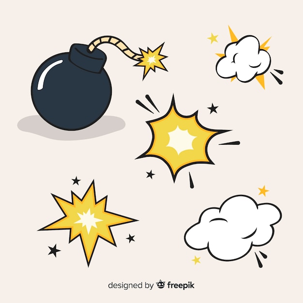 Gratis vector verzameling van cartoon explosie-effecten