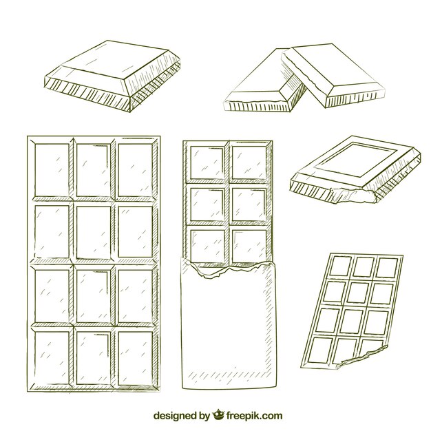 Verzameling van chocoladerepen en stukken