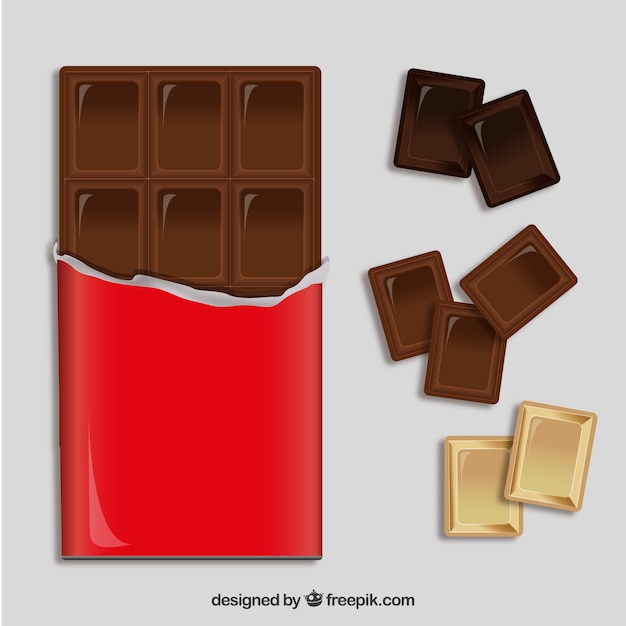 Gratis vector verzameling van chocoladerepen in realistische stijl