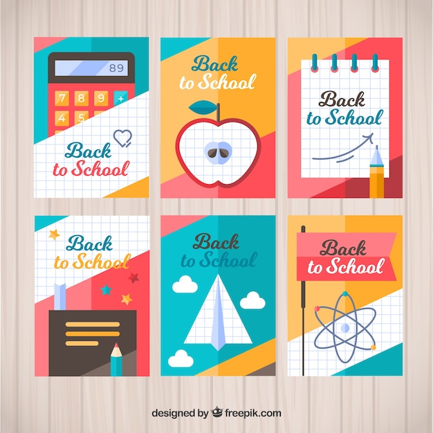 Gratis vector verzameling van creatieve back-to-school-kaarten