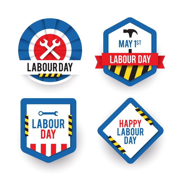 Verzameling van creatieve dag van de arbeid badges