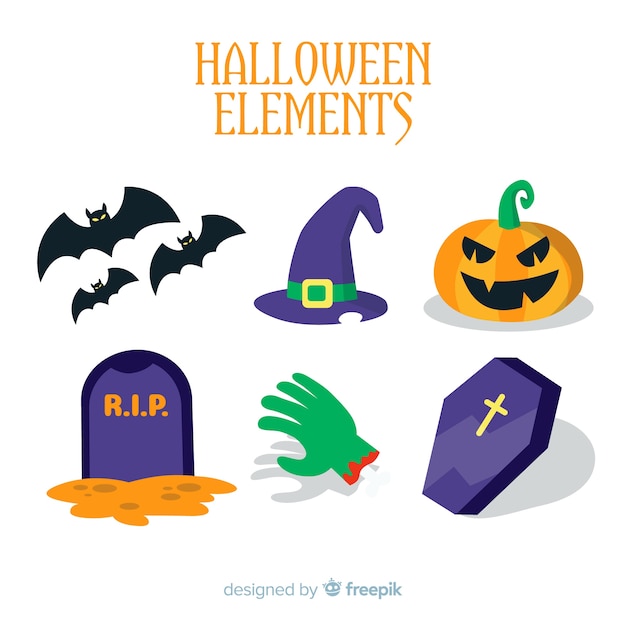 Verzameling van creatieve halloween-elementen