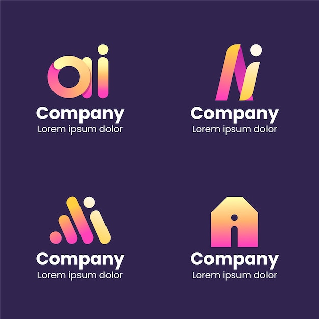 Verzameling van creatieve platte ai-logo's