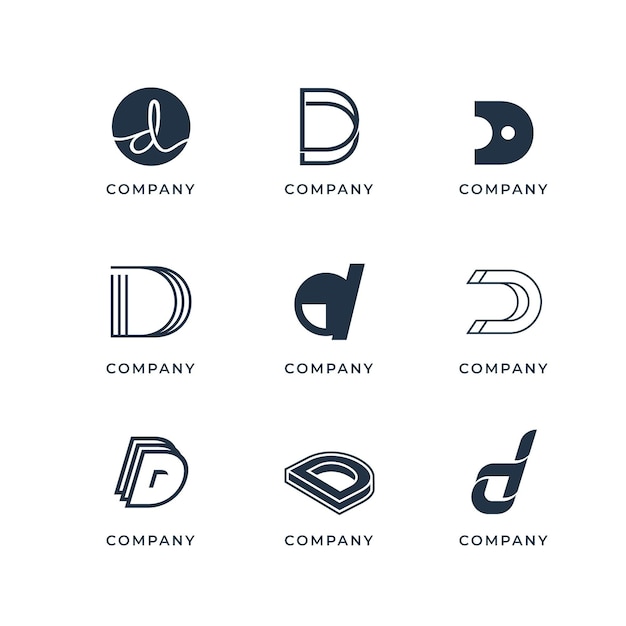 Gratis vector verzameling van creatieve platte d-logo's