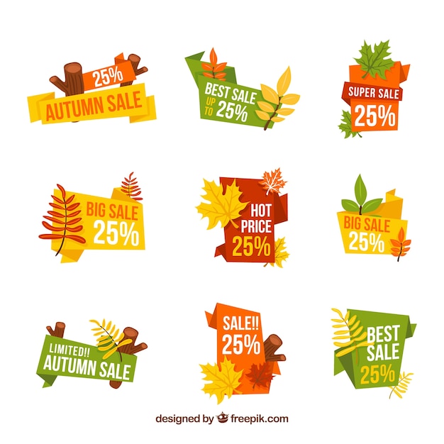 Gratis vector verzameling van de herfstverkoopsticker