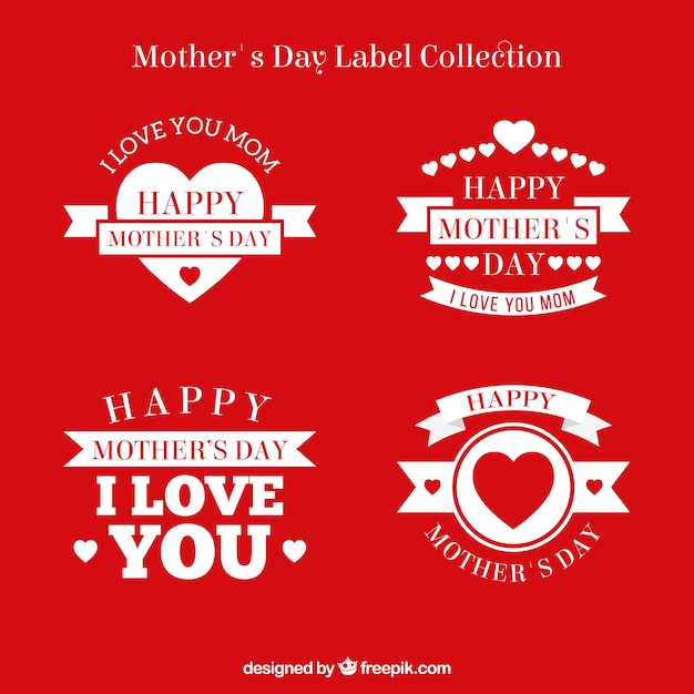 Gratis vector verzameling van decoratieve stickers voor moederdag