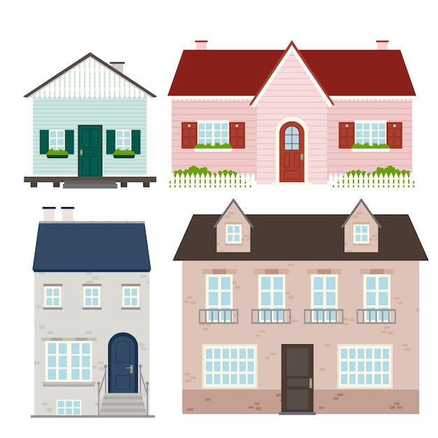 Gratis vector verzameling van diverse huizen