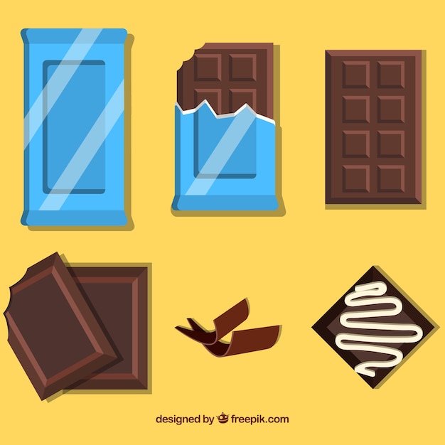 Verzameling van donkere en melkchocolade bars