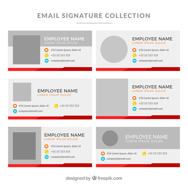 Verzameling van e-mailhandtekeningen in vlakke stijl