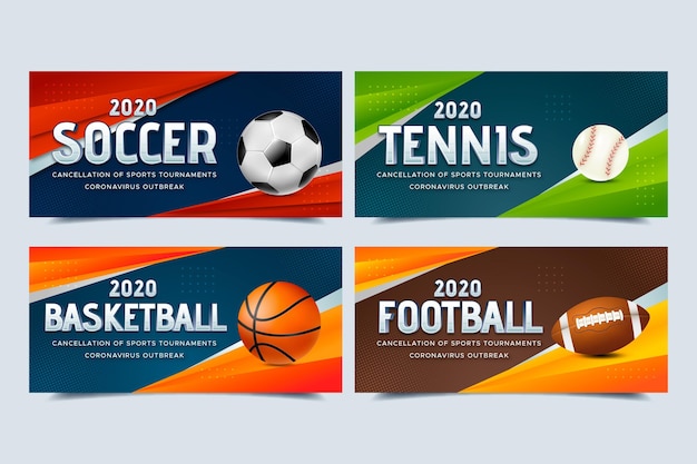 Gratis vector verzameling van geannuleerde banners voor sportevenementen