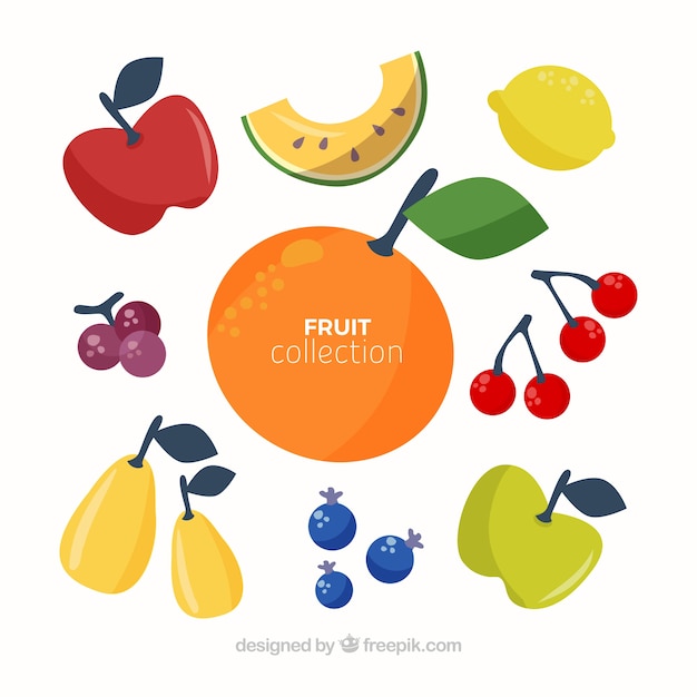 Gratis vector verzameling van gekleurde stukjes fruit