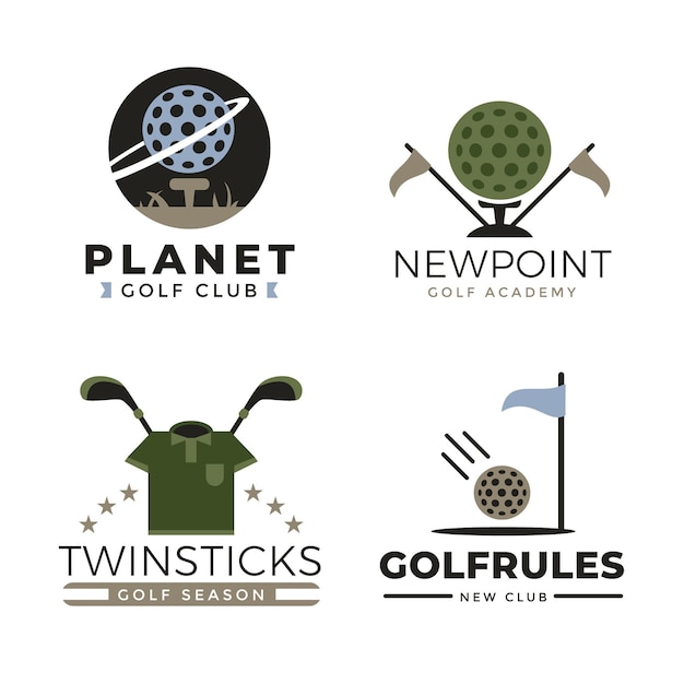 Verzameling van golf logo sjabloon in plat ontwerp