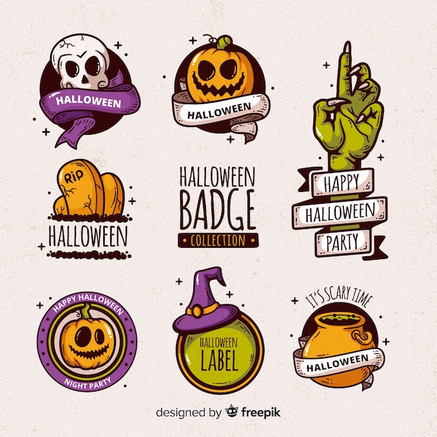 Gratis vector verzameling van halloween badges