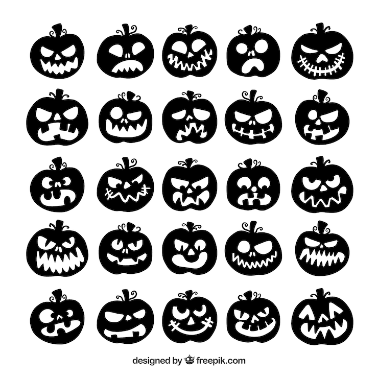 Gratis Vector verzameling van halloween pompoen silhouet