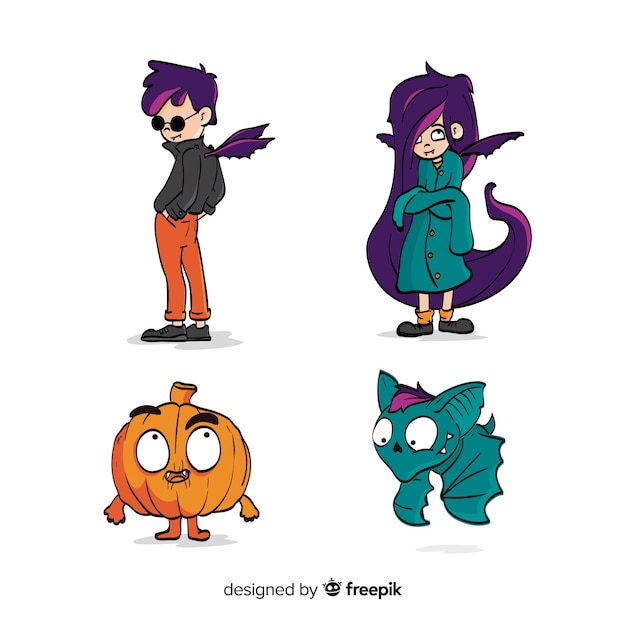 Gratis vector verzameling van halloween vampieren