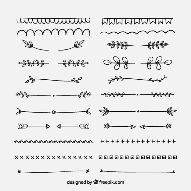 Verzameling van hand getekende vintage ornamenten voor tekst