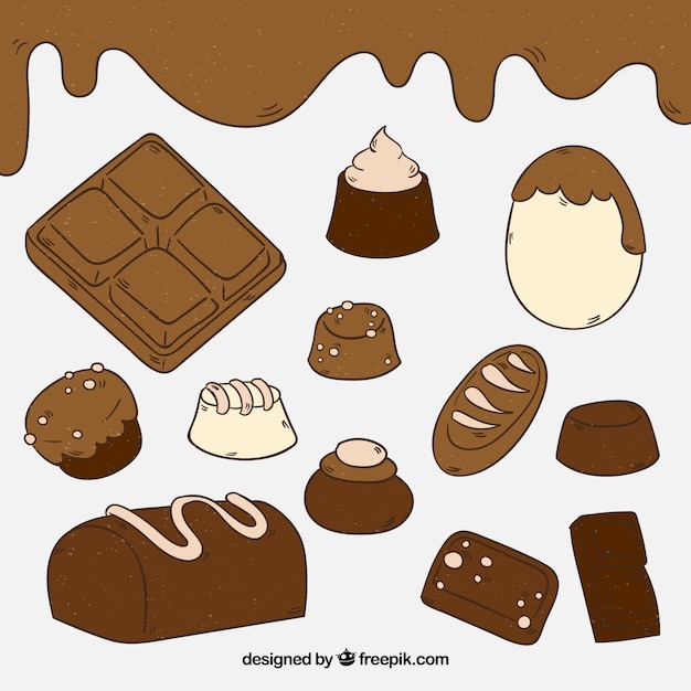 Gratis vector verzameling van hand getrokken chocoladerepen