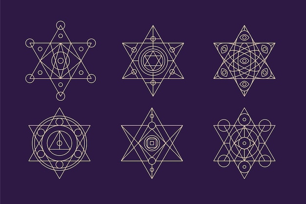 Gratis vector verzameling van heilige geometrie-elementen met plat ontwerp