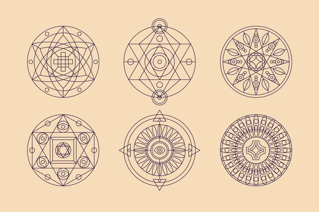 Verzameling van heilige geometrie-elementen met plat ontwerp