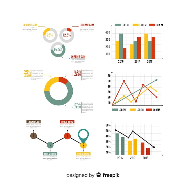 Gratis Vector verzameling van infographic elementen in vlakke stijl