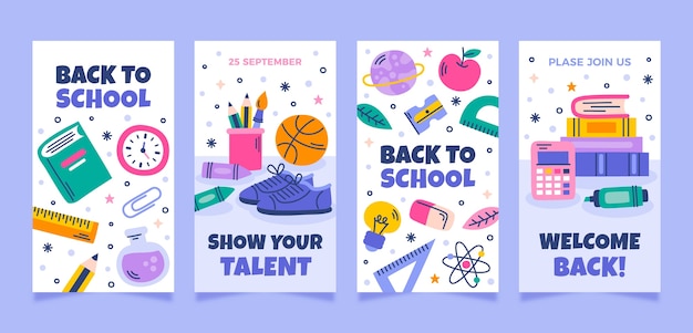 Verzameling van Instagram-verhalen voor terug naar schoolseizoen