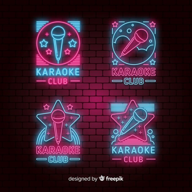 Verzameling van karaoke neonlichten