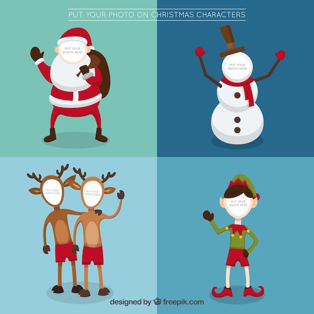 Gratis vector verzameling van kerst karakter groet sjabloon