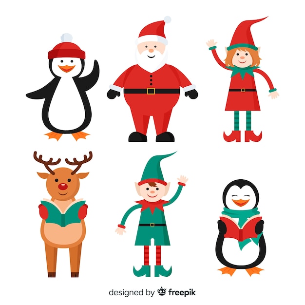 Gratis vector verzameling van kerstmis tekens in vlakke stijl