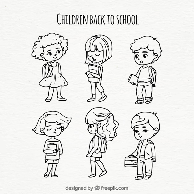 Verzameling van kinderen die naar school terugkeren