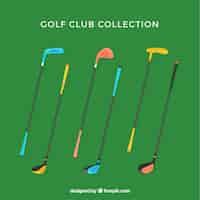 Gratis vector verzameling van kleurrijke golfclubs