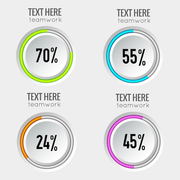 Verzameling van kleurrijke percentages