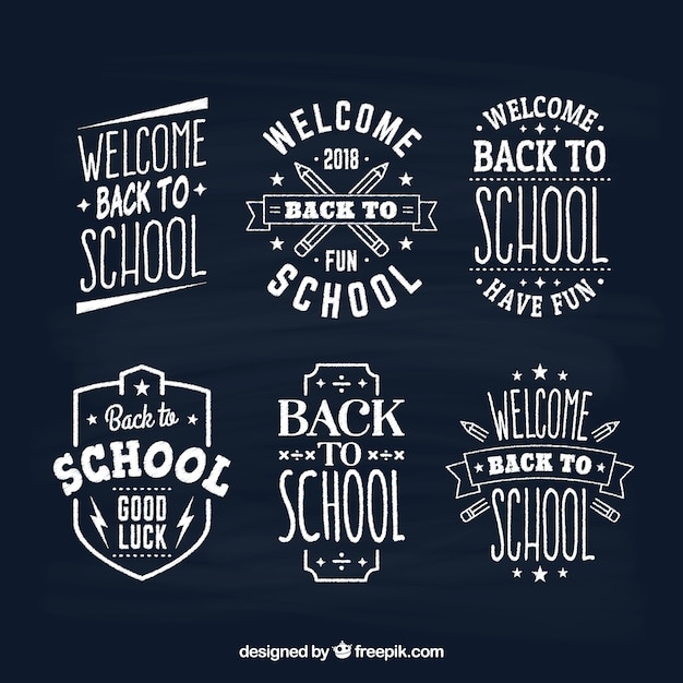 Gratis vector verzameling van krijt terug naar school labels