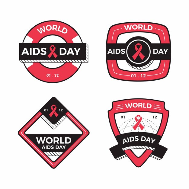 Verzameling van lintenbadges van de Wereld Aidsdag