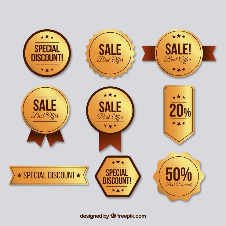 Gratis Vector verzameling van luxe kortingssticker