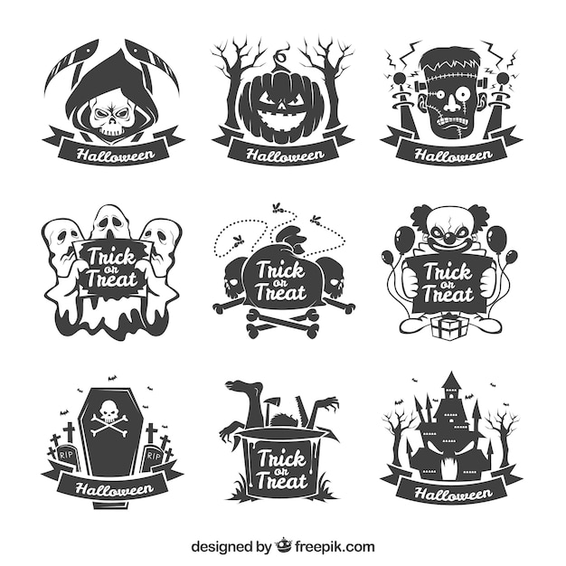 Verzameling van met de hand getekende Halloween sticker