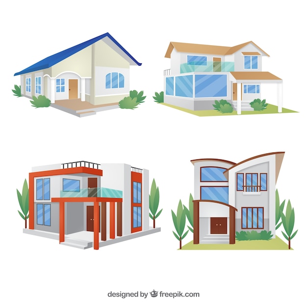 Gratis vector verzameling van moderne huizen