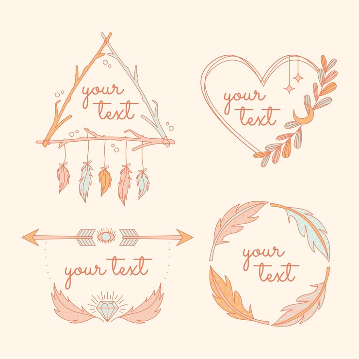 Gratis Vector verzameling van mooie boho-frames