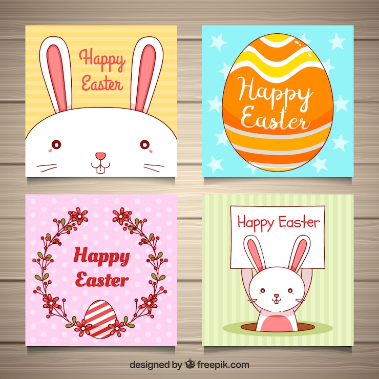 Gratis Vector verzameling van mooie paaskaarten