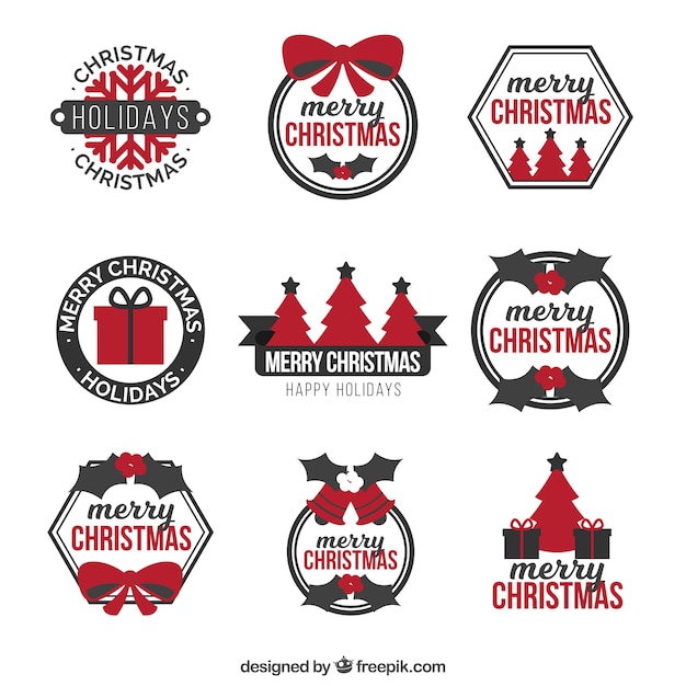 Verzameling van negen kerst stickers
