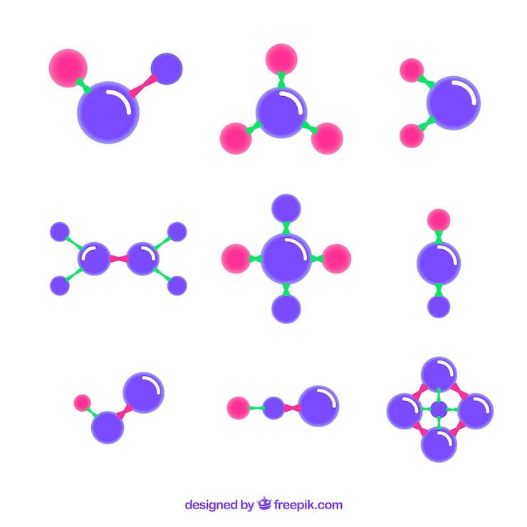 Gratis Vector verzameling van paars molecuul