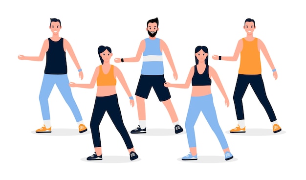 Gratis vector verzameling van platgetekende dansfitnesspassen