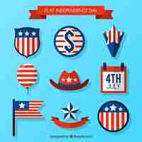 Gratis vector verzameling van platte american element voor independence day