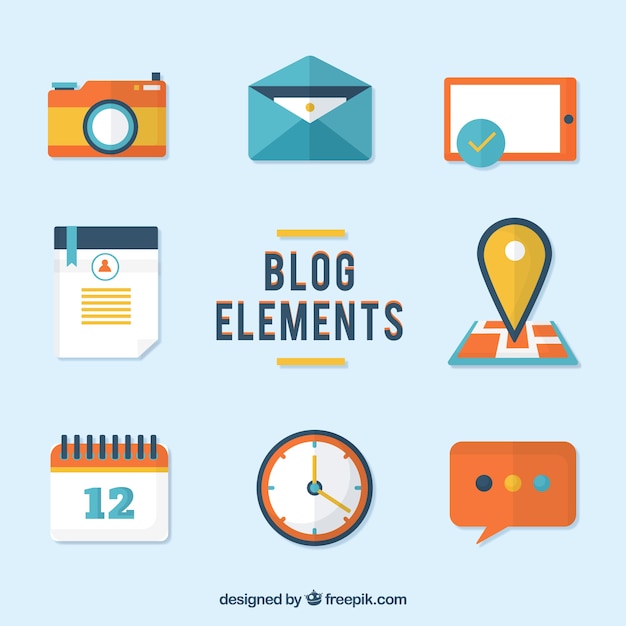 Gratis vector verzameling van platte blog element