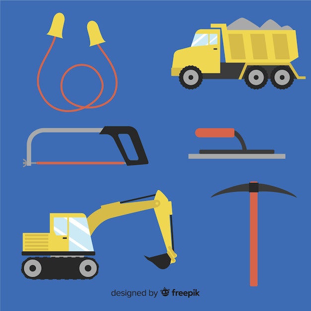 Gratis vector verzameling van platte bouwgereedschappen